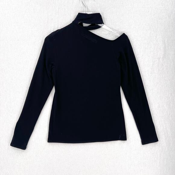 ENZA COSTA Detached Mockneck Top Womens Large Black Brushed Cotton Long Sleeve - Picture 6 of 16